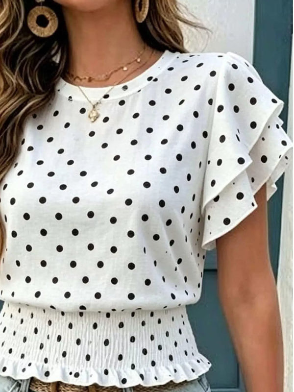 Polka dot ruffle sleeve blouse — additional view 3