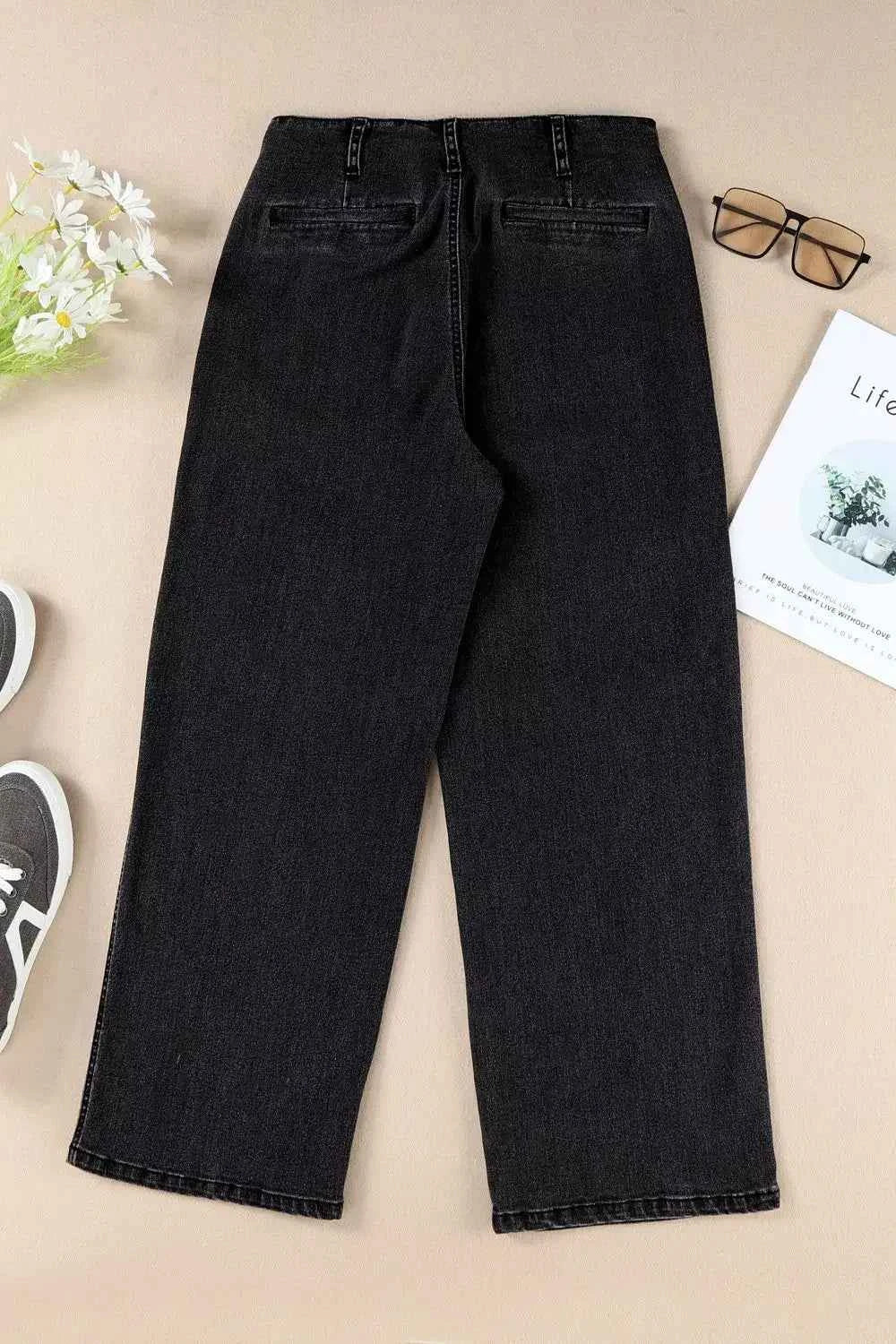 High-Waisted Button-Fly Wide-Leg Jeans-Jeans-Splashis-Splashis
