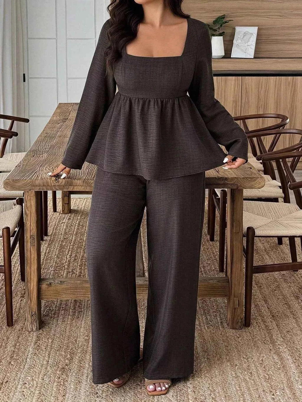 Plus size long sleeve two-piece set — additional view 5