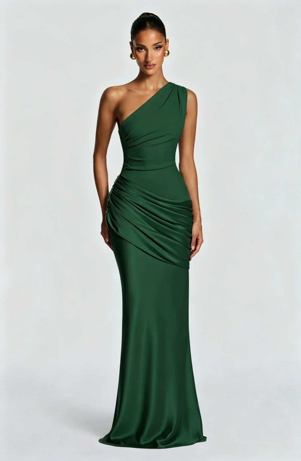 One-Shoulder Satin Mermaid Dress
