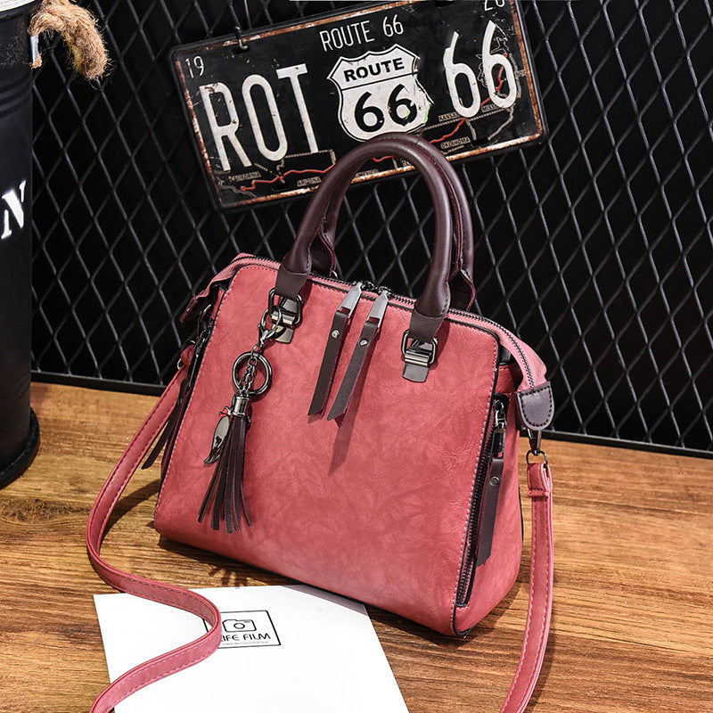 Vintage PU Leather Tassel Top-Handle Tote Bag for Women, product view 10