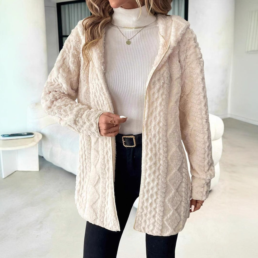 Women's Hooded Textured Fleece Jacket product image