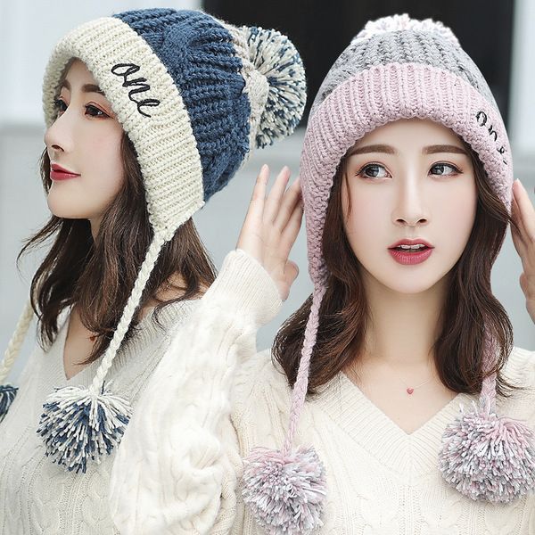 Women's Fleece Lined Pom Pom Wool Hat-Splashis