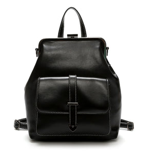 Black classic PU leather backpack