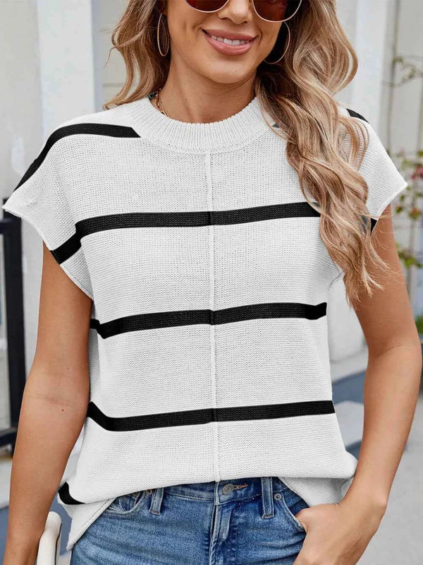 Exposed seam striped knit top — additional view 5