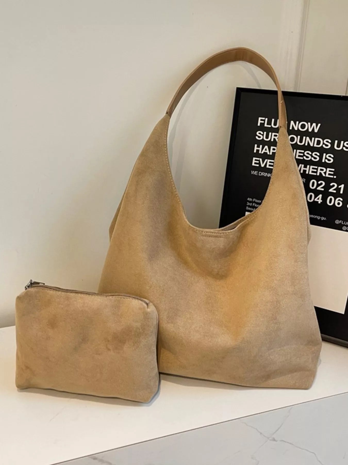 Solid color suede tote bag — additional view 11
