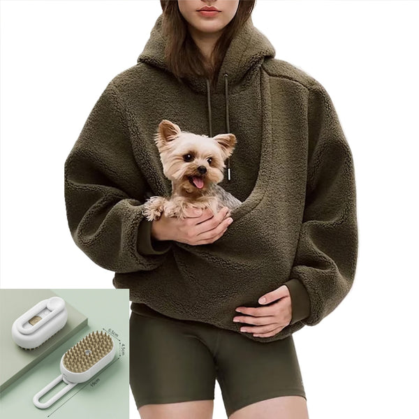 Unisex Hoodie with Large Front Pouch Pocket-Splashis, Brown, view 2