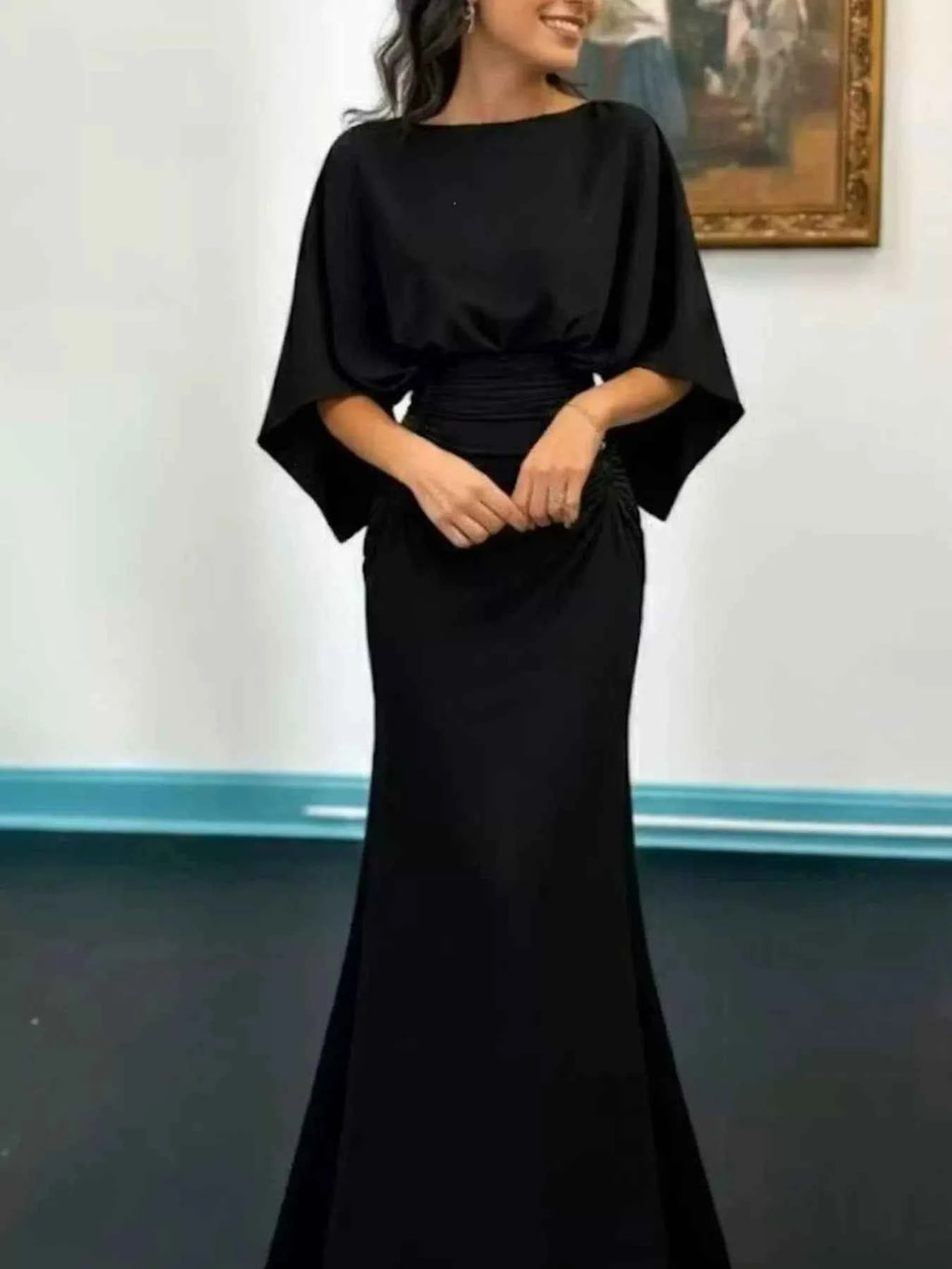 Batwing sleeve ruched maxi dress — additional view 11