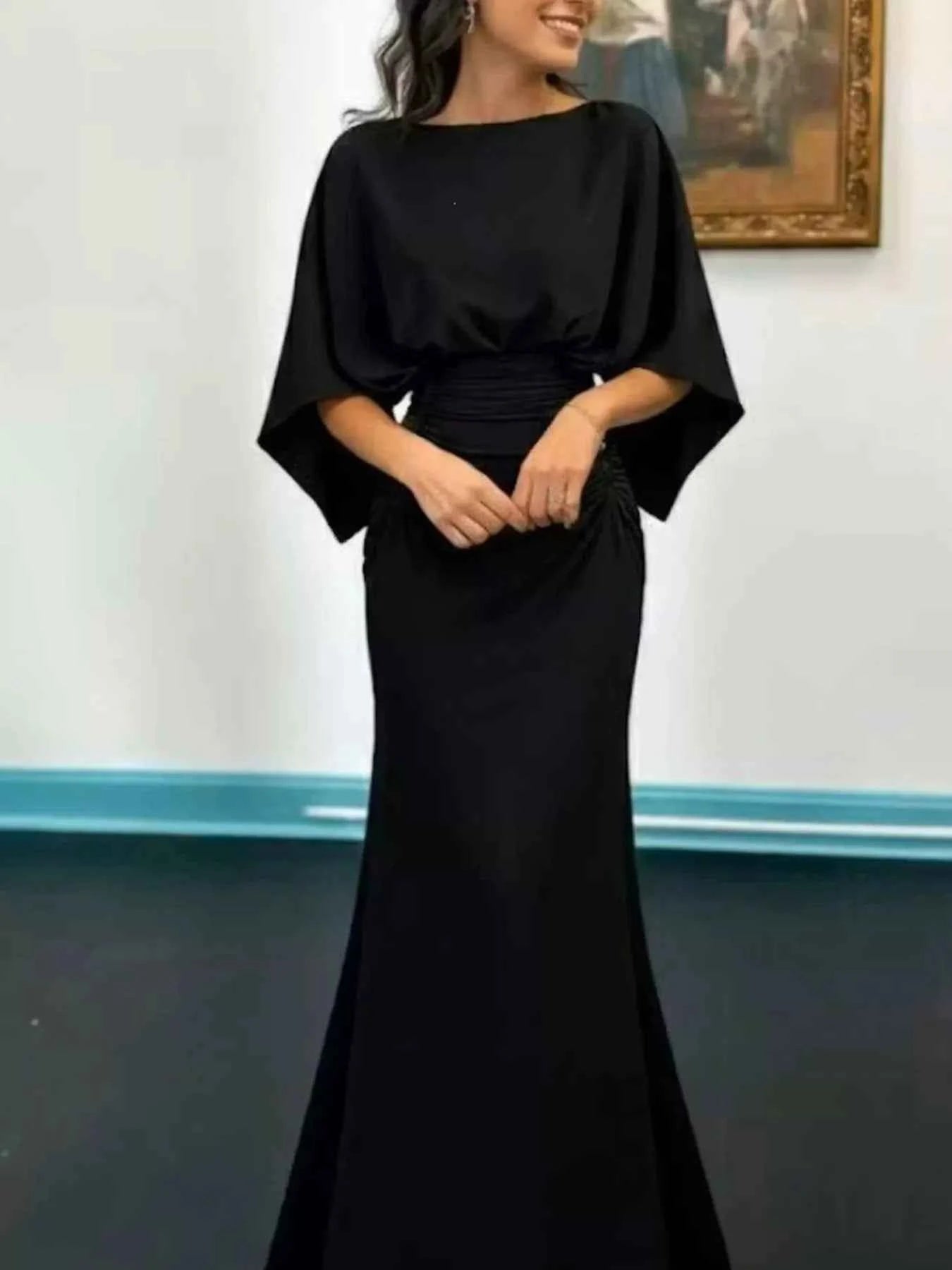 Batwing sleeve ruched maxi dress — additional view 11