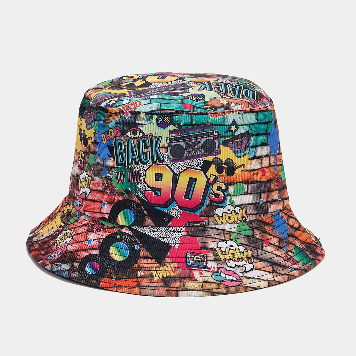 Reversible Graffiti Print Bucket Hat-Splashis, alternate view 3