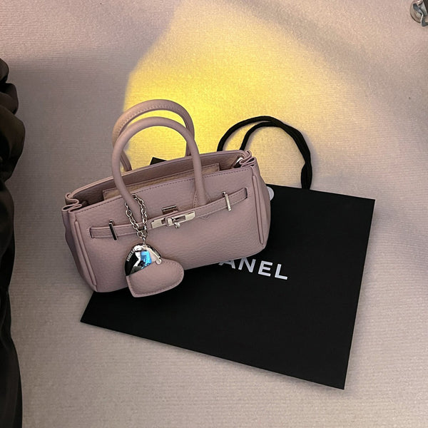 Mini Lychee Pattern PU Leather Tote Bag for Women, side product view