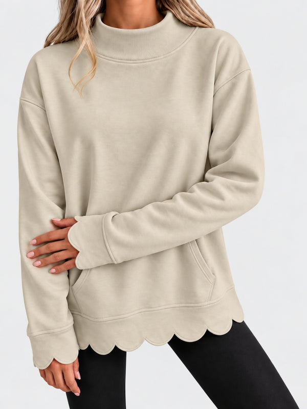 Mock neck pullover sweatshirt, image 2