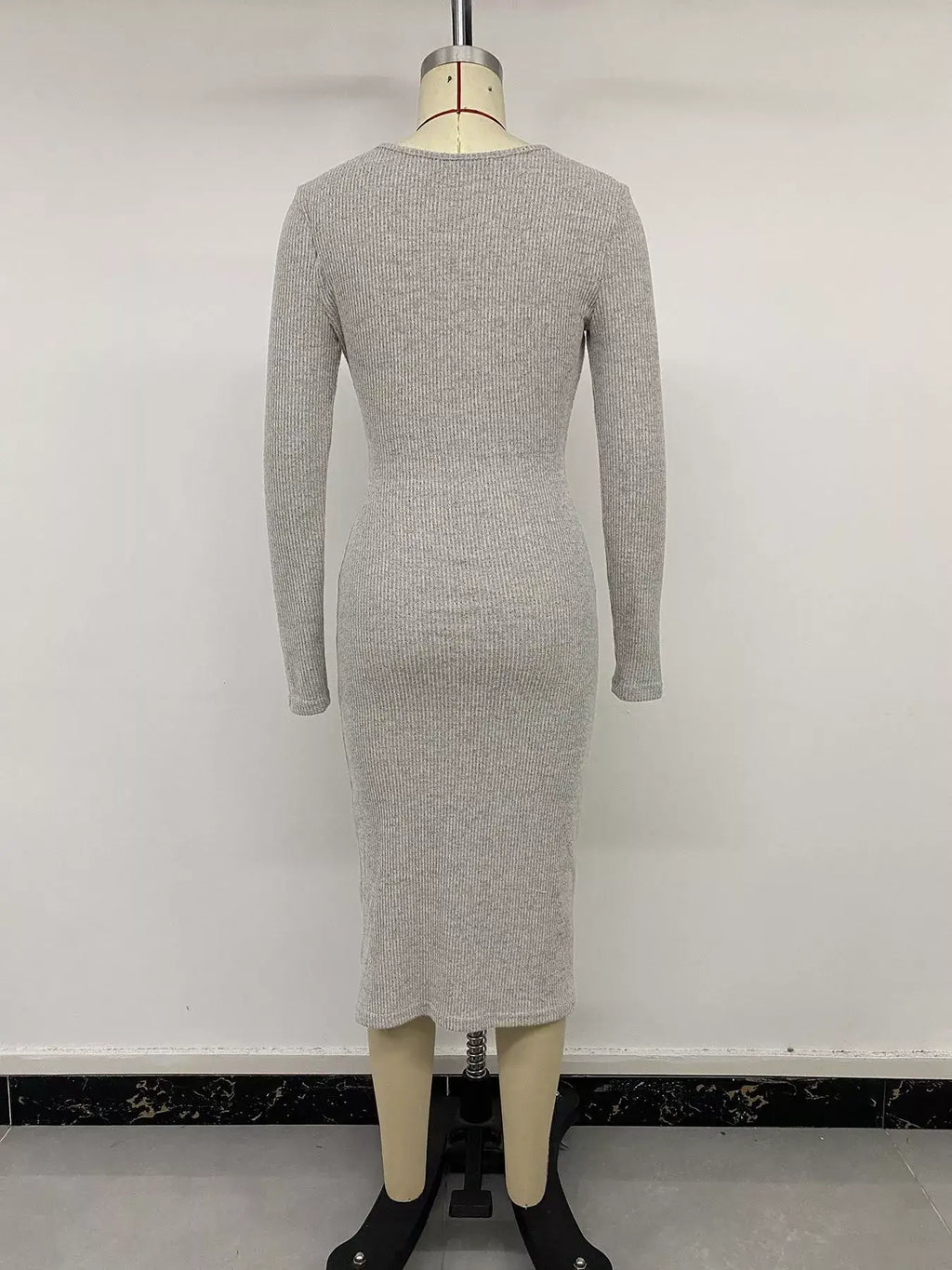 Ribbed knit twist-front midi dress — additional view 8