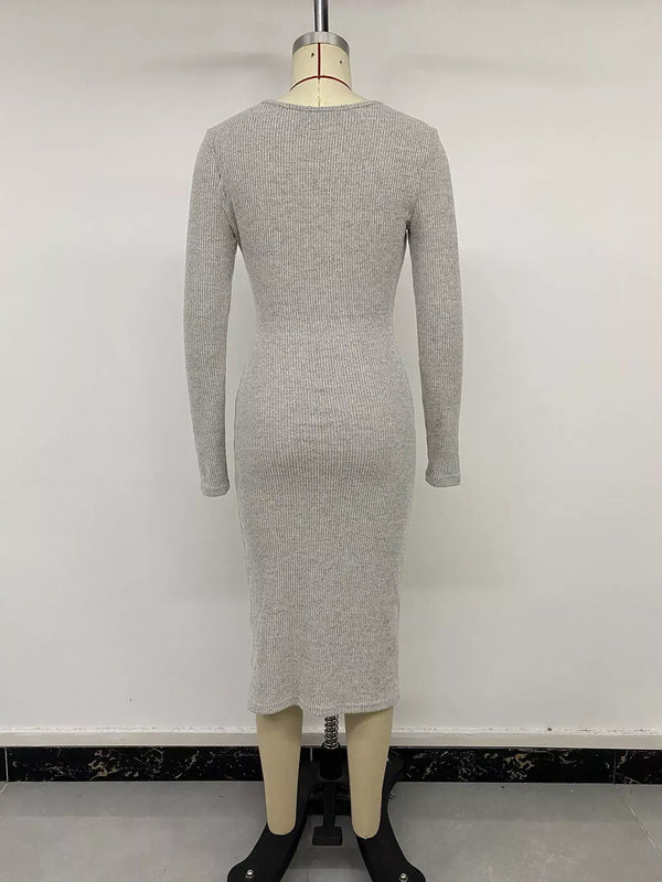 Ribbed knit twist-front midi dress — additional view 8