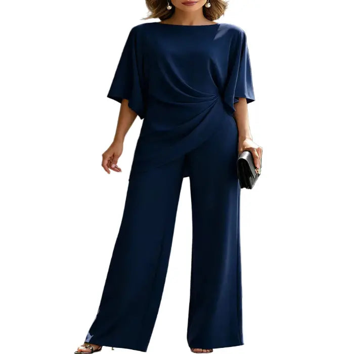 Women's Batwing Sleeve Relaxed Top & Pleated Wide-Leg Pants Two-Piece Set product image