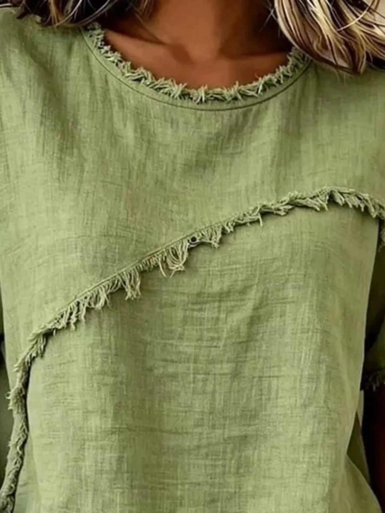 Full Size Frayed Hem Short Sleeve Top Plus Size view 8