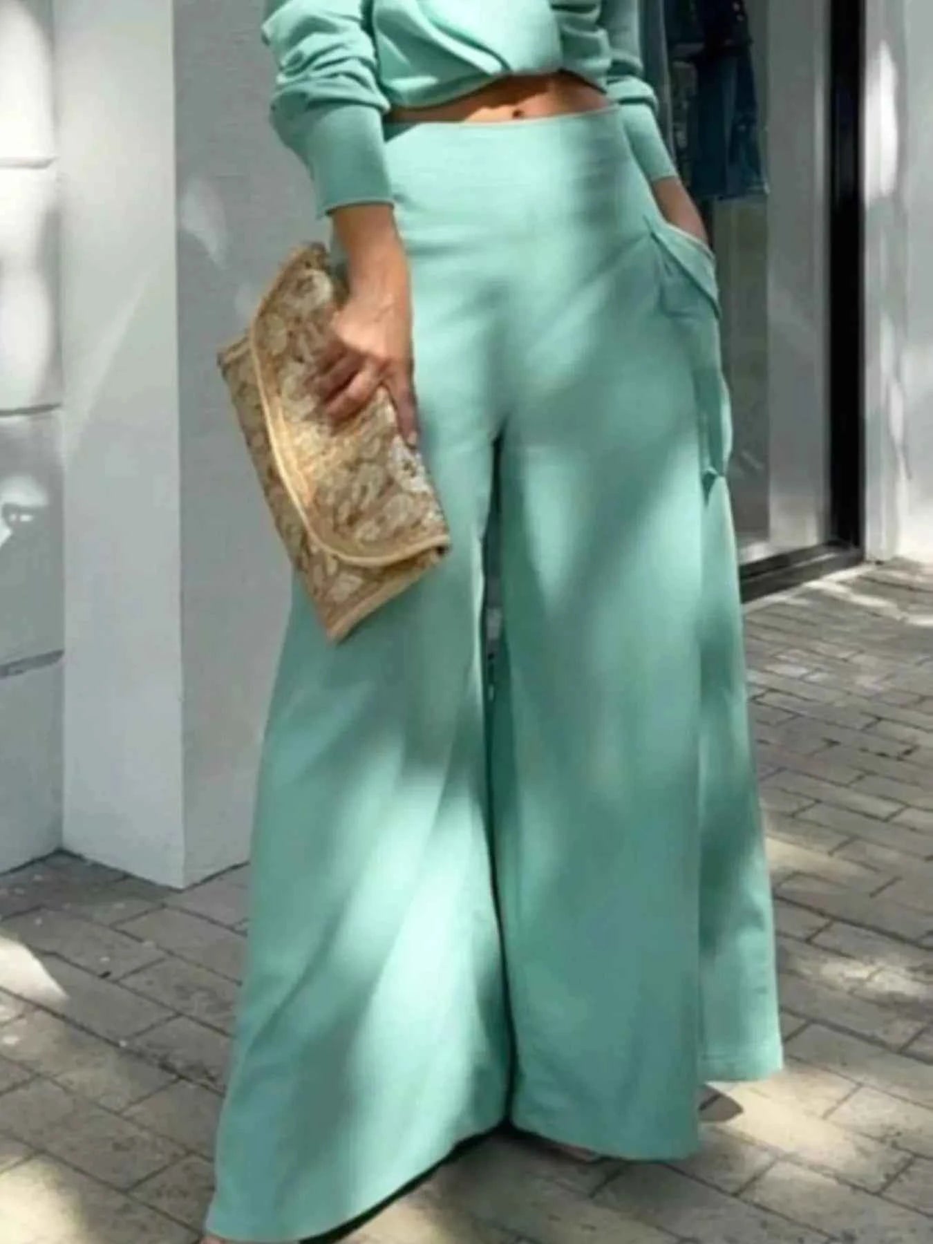 2026 Professional Wide Leg Pants and Shirt Set-Two-Piece Set-Splashis-Splashis