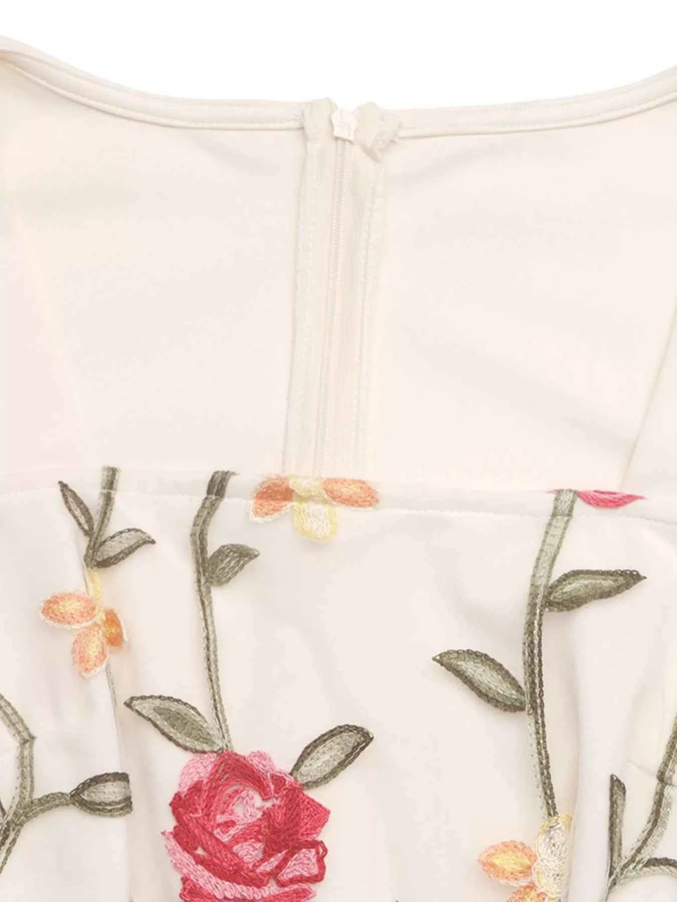 Floral embroidered jumpsuit with ruffles — additional view 7