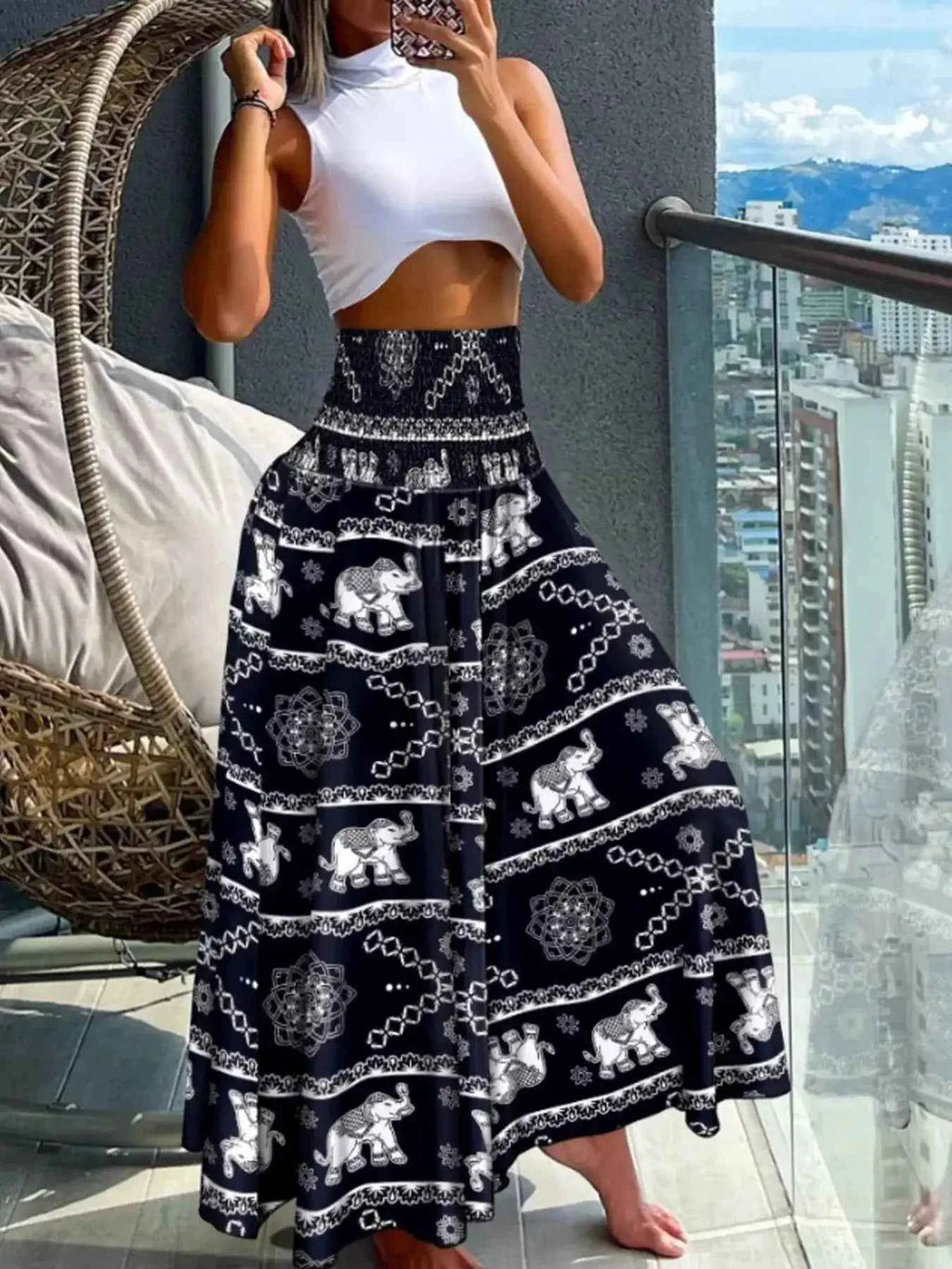 Printed wide-leg pants — additional view 3