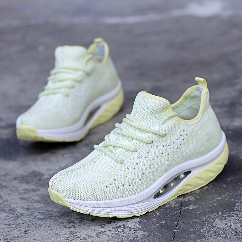 Fluorescent Green knit mesh lightweight sneakers for women