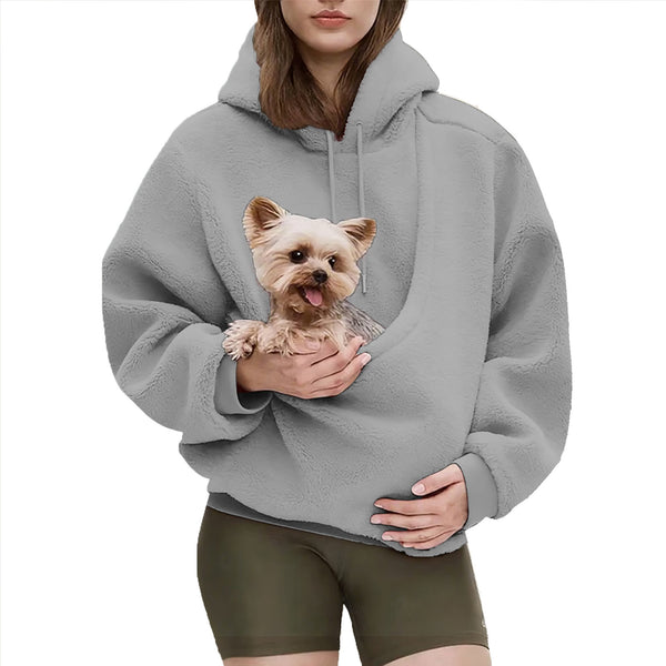 Light Gray unisex hoodie with large front pouch pocket for women