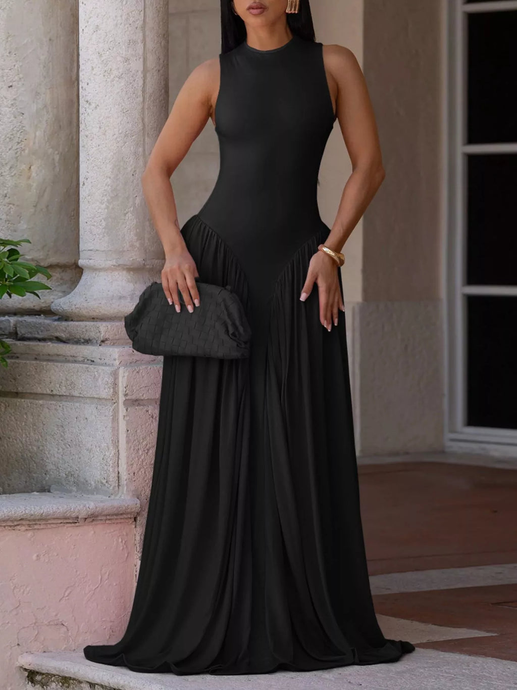Sleeveless O-Neck Maxi Dress view 3