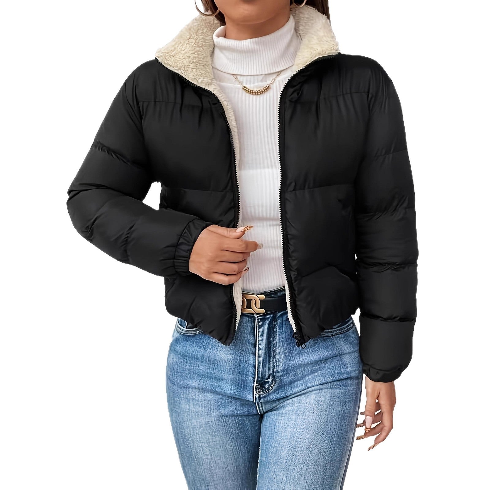 Women's Casual Solid-Color Zip Jacket, alternate product view
