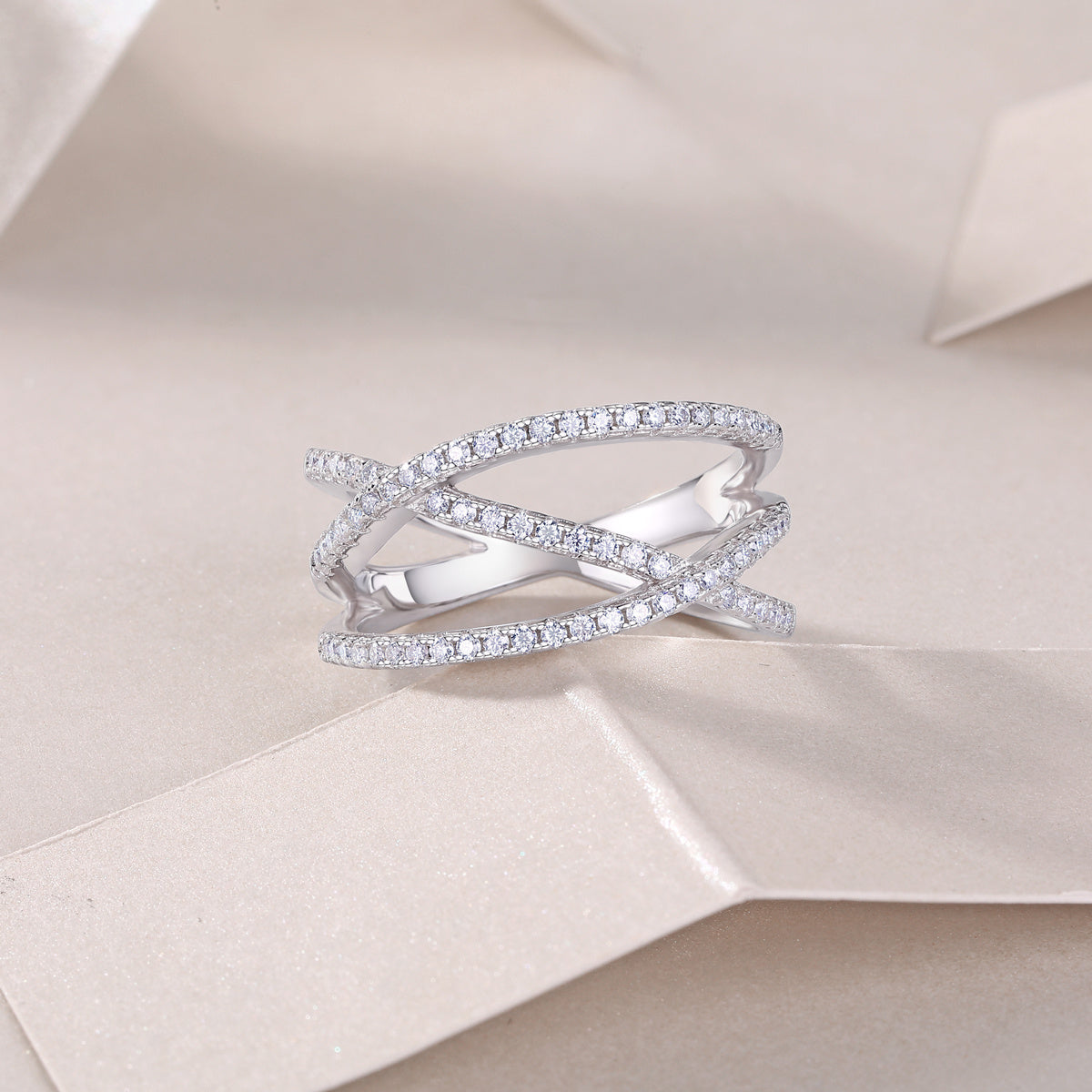 Silver Plated 80-Stone Cubic Zirconia Ring additional product view