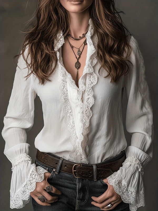 Product detail photo of Loose Fit Lightweight Lace Shirt, Blouse, everyday style