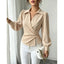Product detail photo of Cinched Waist Irregular V Neck Top, Women’s Top, everyday style