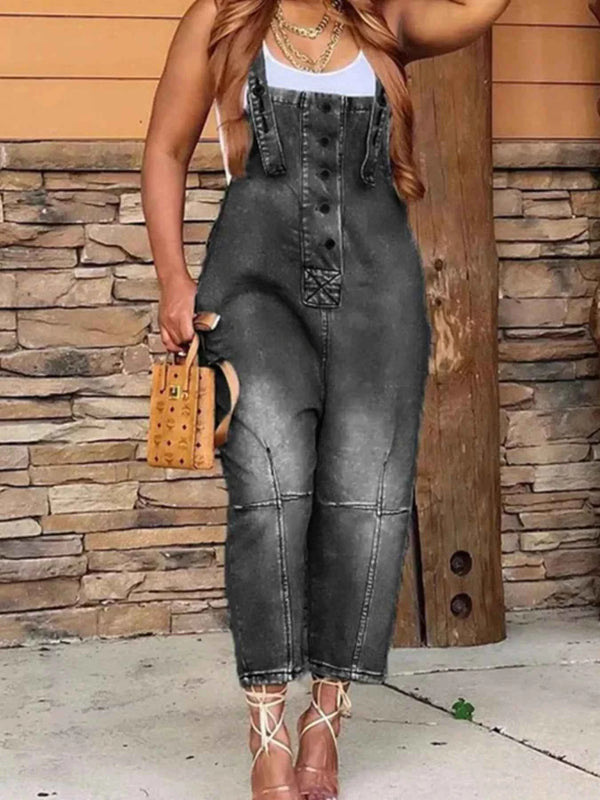 Plus size denim overalls with pockets — additional view 10