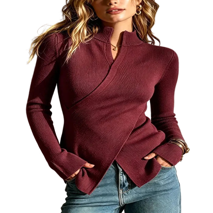 Stand-Up Collar Knit Base Layer Top product image
