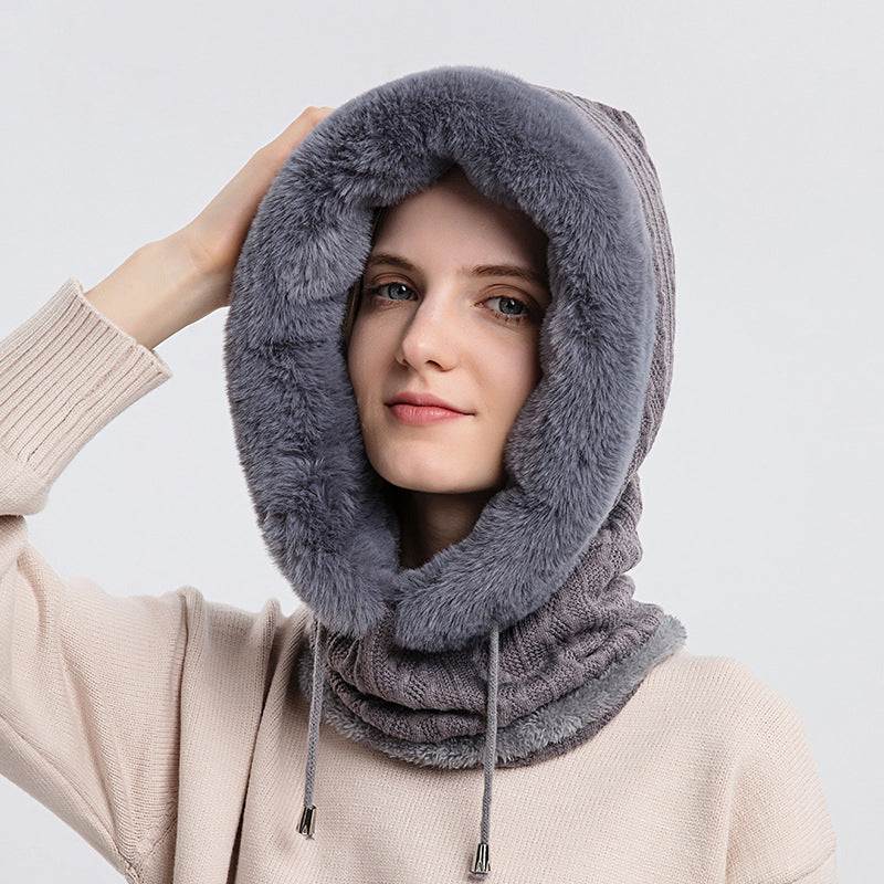 Women's Plush Hooded Hat with Scarf-Splashis, alternate view 3
