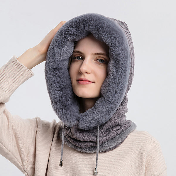 Women's Plush Hooded Hat with Scarf-Splashis, alternate view 3