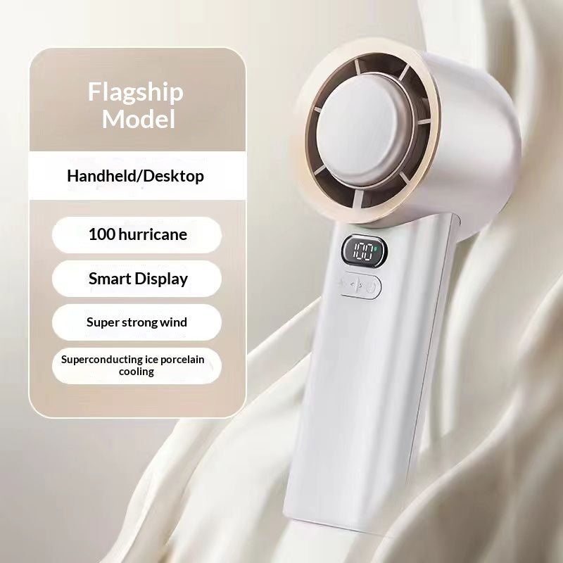 Portable Brushless Hand Fan, close-up product view