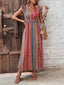 Boho print ruffle sleeve slit dress — additional view 2