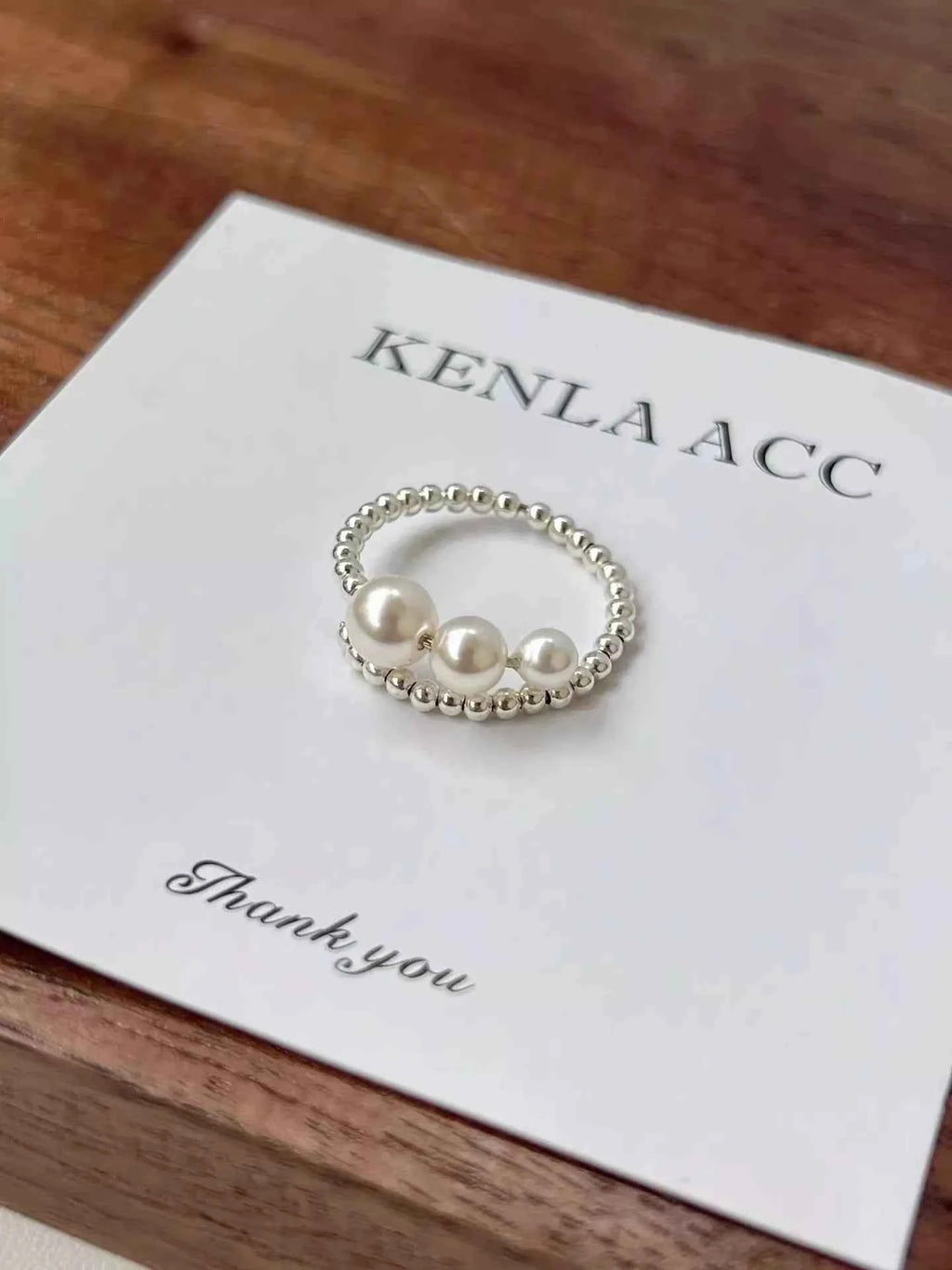 Triple pearl beaded bypass ring — additional view 4