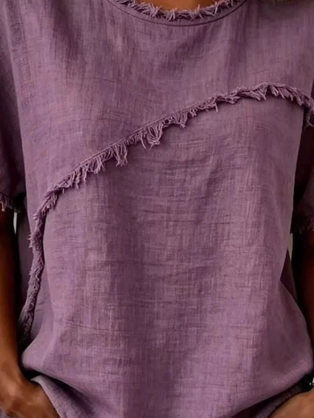 Full Size Frayed Hem Short Sleeve Top Plus Size view 11