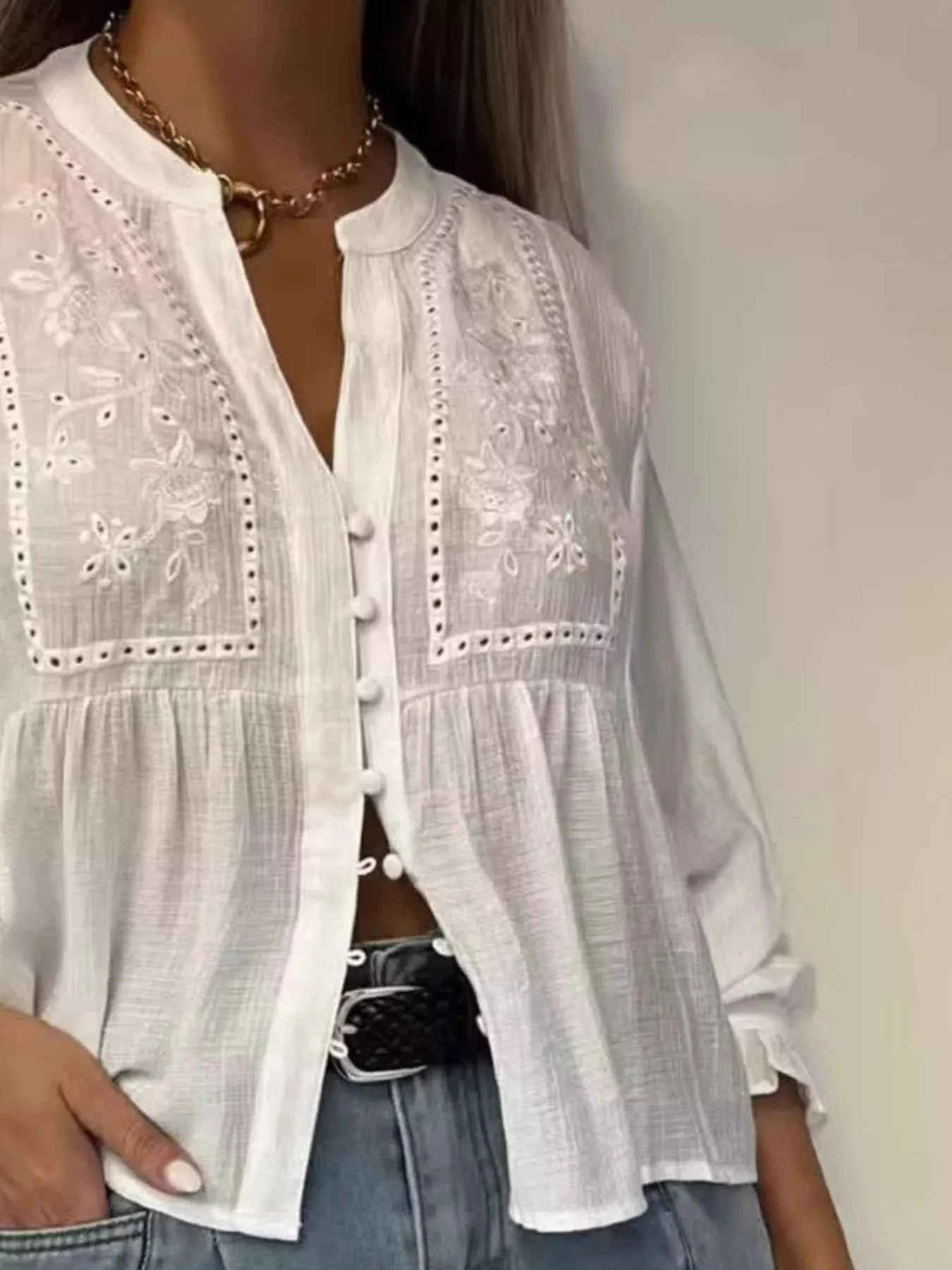 Elegant Embroidered Detail Shirt Zweitbild