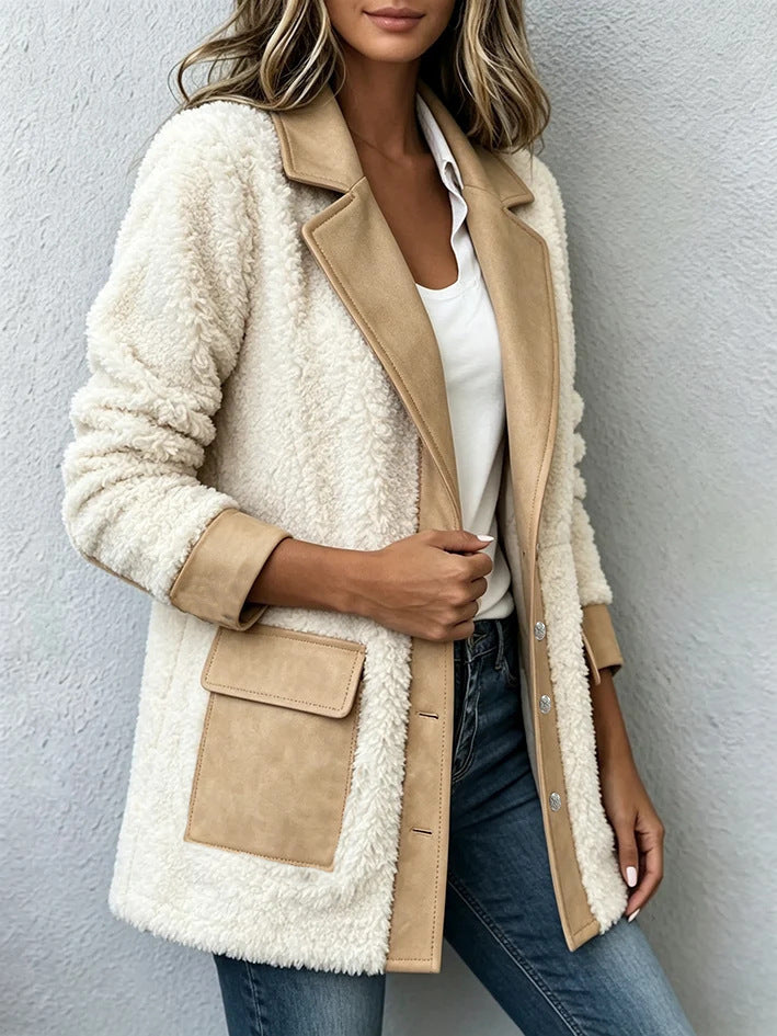 Patchwork denim-look cardigan jacket for women, image 5