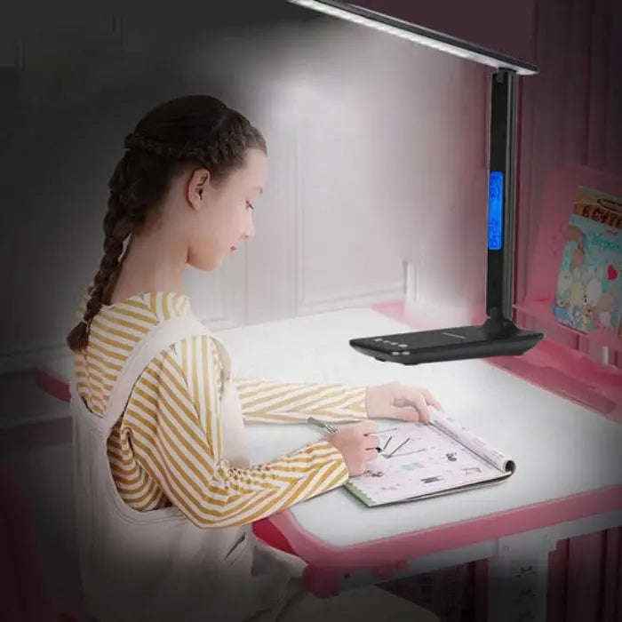 Wireless charging desk lamp with clock and RGB lighting — primary view