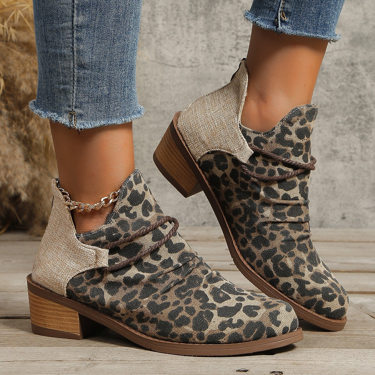 Women's Leopard Print Pointed Toe Ankle Boots additional product view