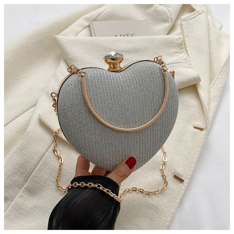 Heart Shape Metal Clutch Bag with Chain Strap, product view 7