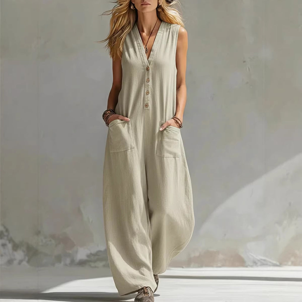 Linen-cotton sleeveless jumpsuit product image