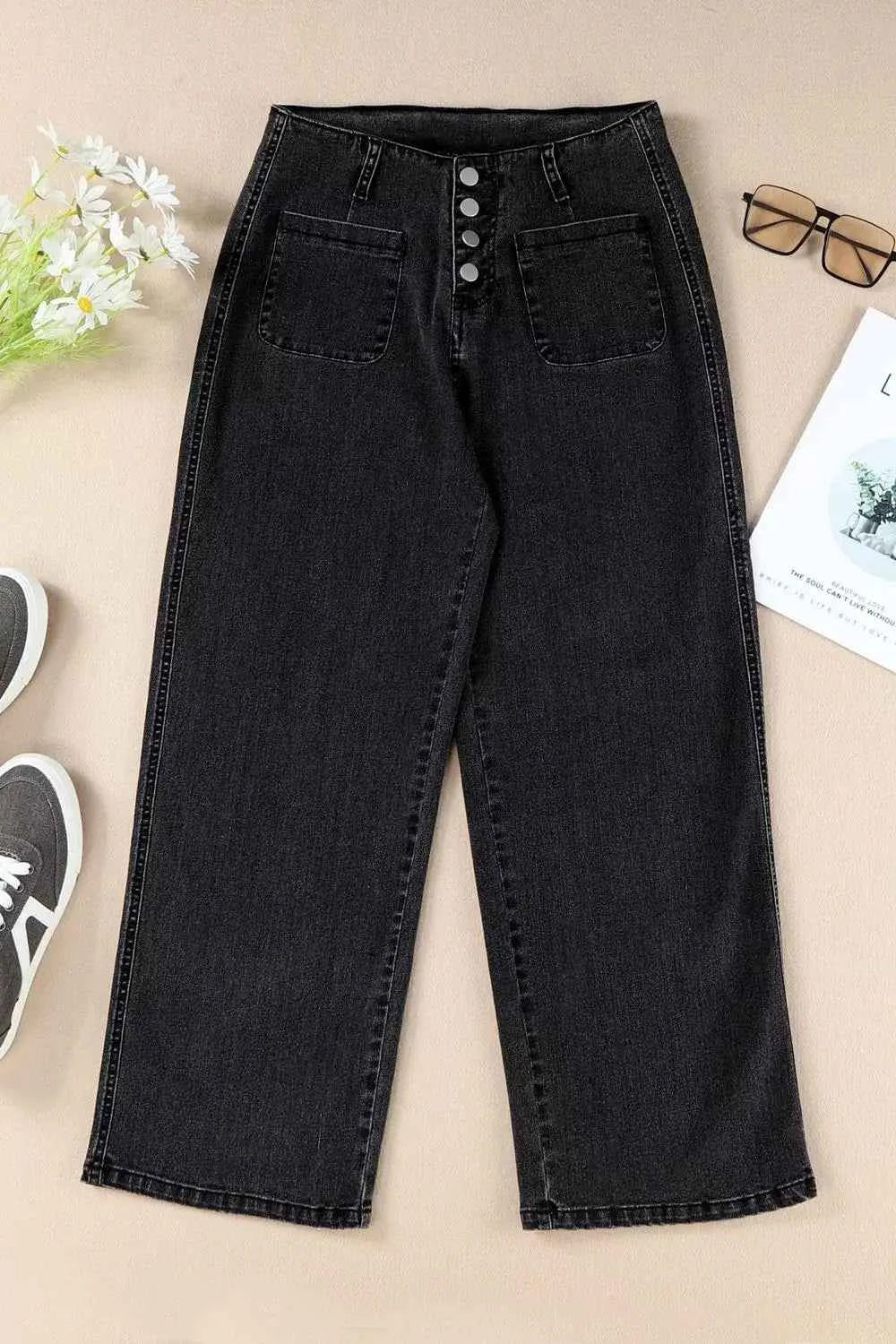 Wide-leg high-waisted jeans — additional view 9