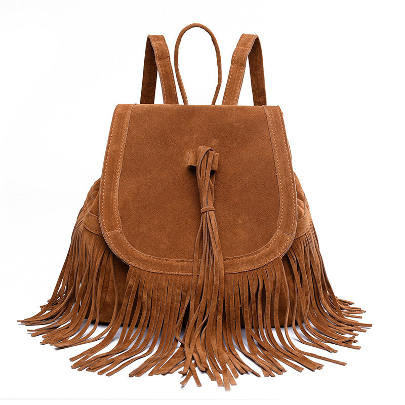 Main product photo of Fringe Accent Backpack, black, everyday style