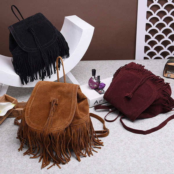 Product detail photo of Fringe Accent Backpack, black, everyday style