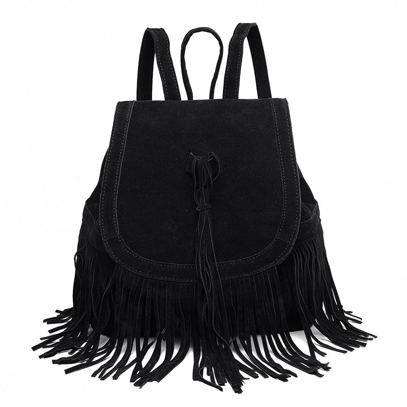Product detail photo of Fringe Accent Backpack, black, everyday style