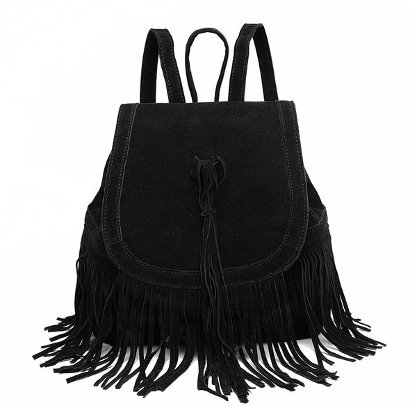 Product detail photo of Fringe Accent Backpack, black, everyday style