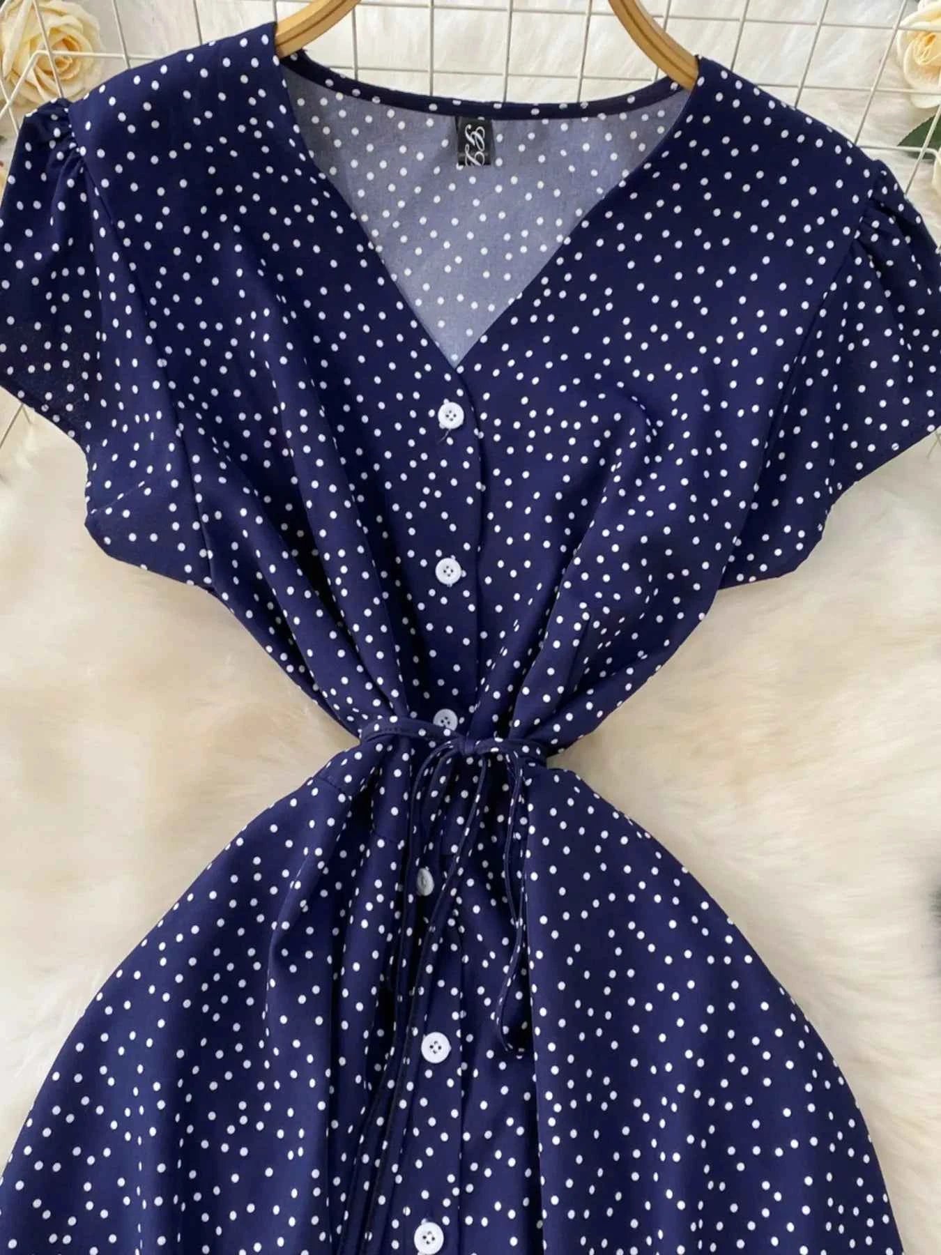 Vintage-Inspired Polka Dot Dress-Casual Dresses-Splashis-Splashis